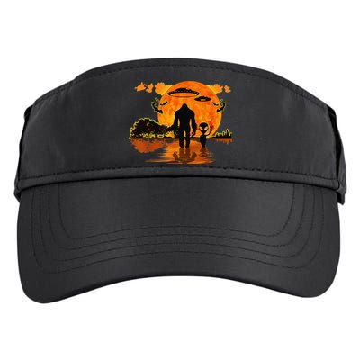 Alien And Bigfoot Sasquatch Moon Halloween Adult Drive Performance Visor