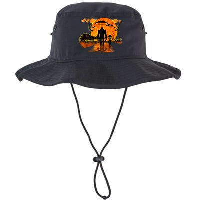 Alien And Bigfoot Sasquatch Moon Halloween Bucket Hat