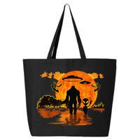 Alien And Bigfoot Sasquatch Moon Halloween 25L Jumbo Tote