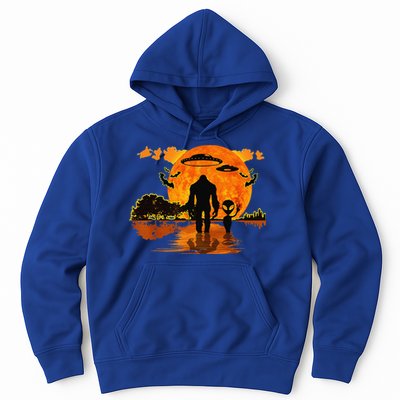 Alien And Bigfoot Sasquatch Moon Halloween Hoodie