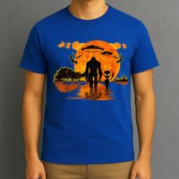 Alien And Bigfoot Sasquatch Moon Halloween T-Shirt