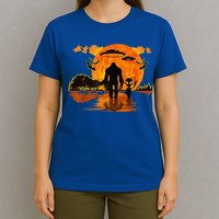 Alien And Bigfoot Sasquatch Moon Halloween T-Shirt