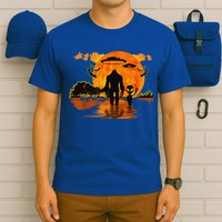 Alien And Bigfoot Sasquatch Moon Halloween T-Shirt