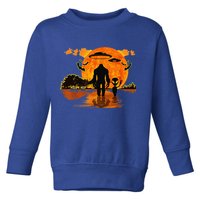 Alien And Bigfoot Sasquatch Moon Halloween Toddler Sweatshirt