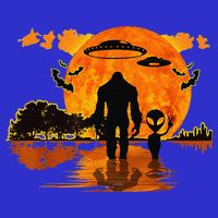 Alien And Bigfoot Sasquatch Moon Halloween Toddler Sweatshirt