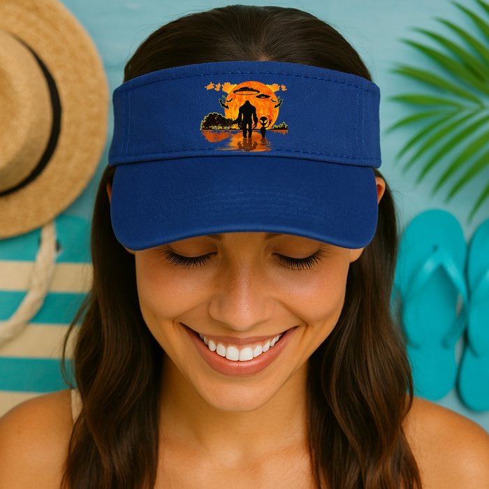 Alien And Bigfoot Sasquatch Moon Halloween Visor