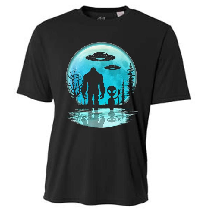 Alien And Bigfoot Moon Cooling Performance Crew T-Shirt