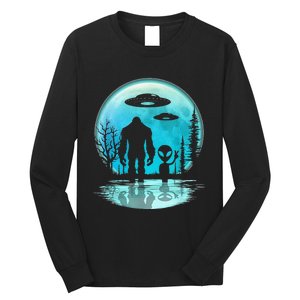 Alien And Bigfoot Moon Long Sleeve Shirt