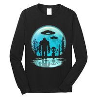 Alien And Bigfoot Moon Long Sleeve Shirt