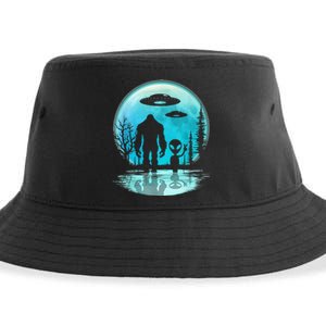 Alien And Bigfoot Moon Sustainable Bucket Hat