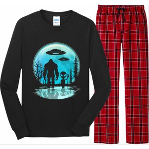 Alien And Bigfoot Moon Long Sleeve Pajama Set