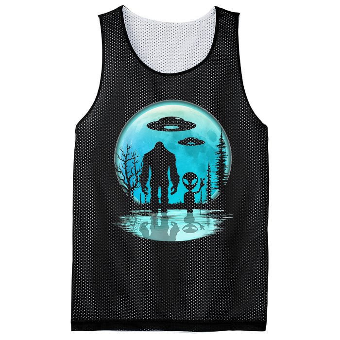 Alien And Bigfoot Moon Mesh Reversible Basketball Jersey Tank