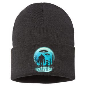 Alien And Bigfoot Moon Sustainable Knit Beanie