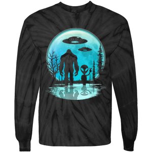 Alien And Bigfoot Moon Tie-Dye Long Sleeve Shirt