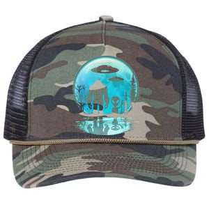 Alien And Bigfoot Moon Retro Rope Trucker Hat Cap