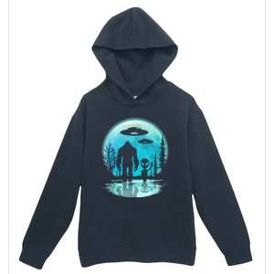 Alien And Bigfoot Moon Urban Pullover Hoodie