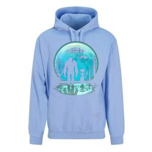 Alien And Bigfoot Moon Unisex Surf Hoodie