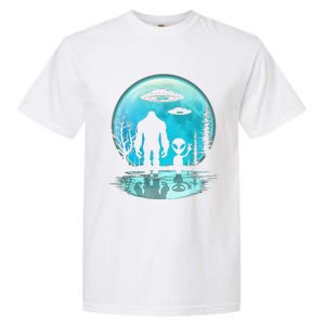 Alien And Bigfoot Moon Garment-Dyed Heavyweight T-Shirt