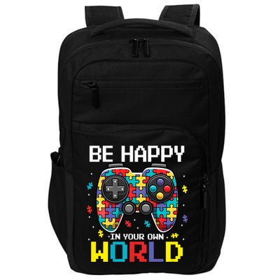 Autism Awareness Be Happy In Your Own World Gamer Impact Tech Backpack