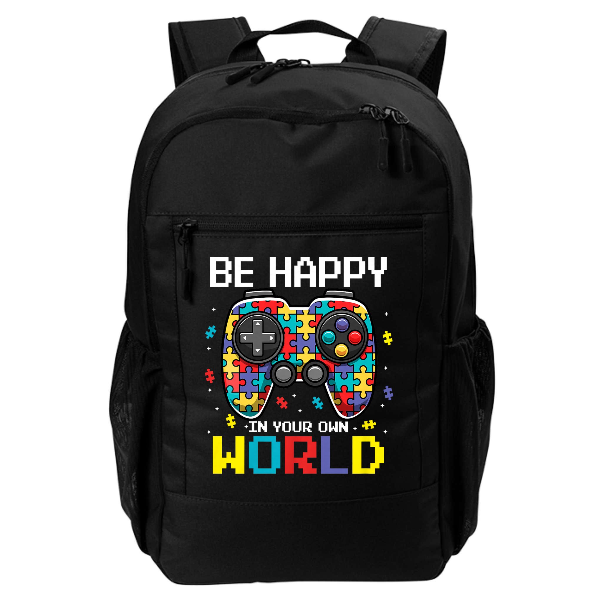 Autism Awareness Be Happy In Your Own World Gamer Backpack