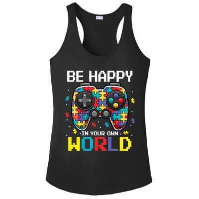 Autism Awareness Be Happy In Your Own World Gamer Ladies PosiCharge Competitor Racerback Tank