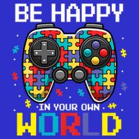 Autism Awareness Be Happy In Your Own World Gamer 16 in Basic Backpack