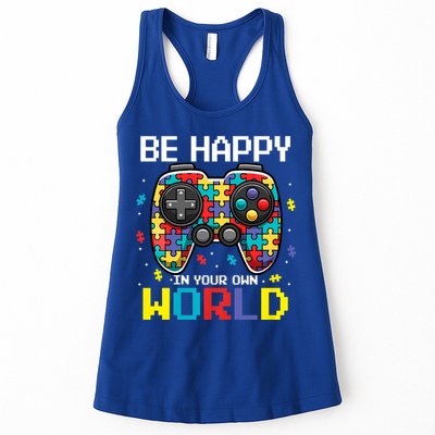 Autism Awareness Be Happy In Your Own World Gamer Womens Tank Top
