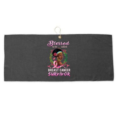 African American Breast Cancer Design Women Blessed Survivor Large Microfiber Waffle Golf Towel