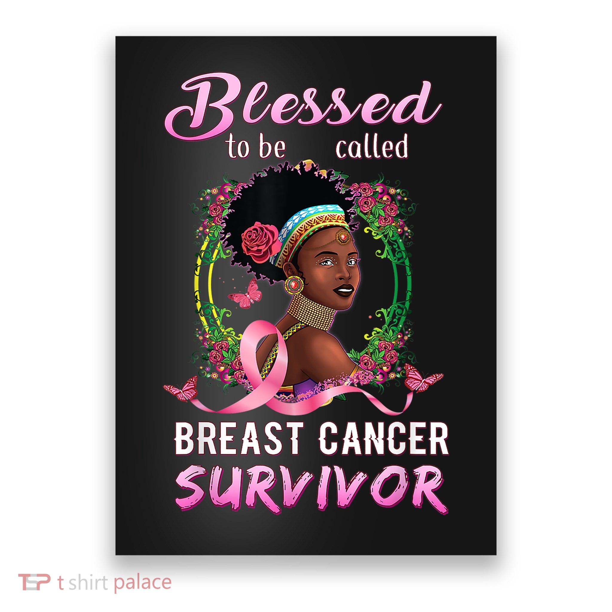 African American Breast Cancer Design Women Blessed Survivor Poster