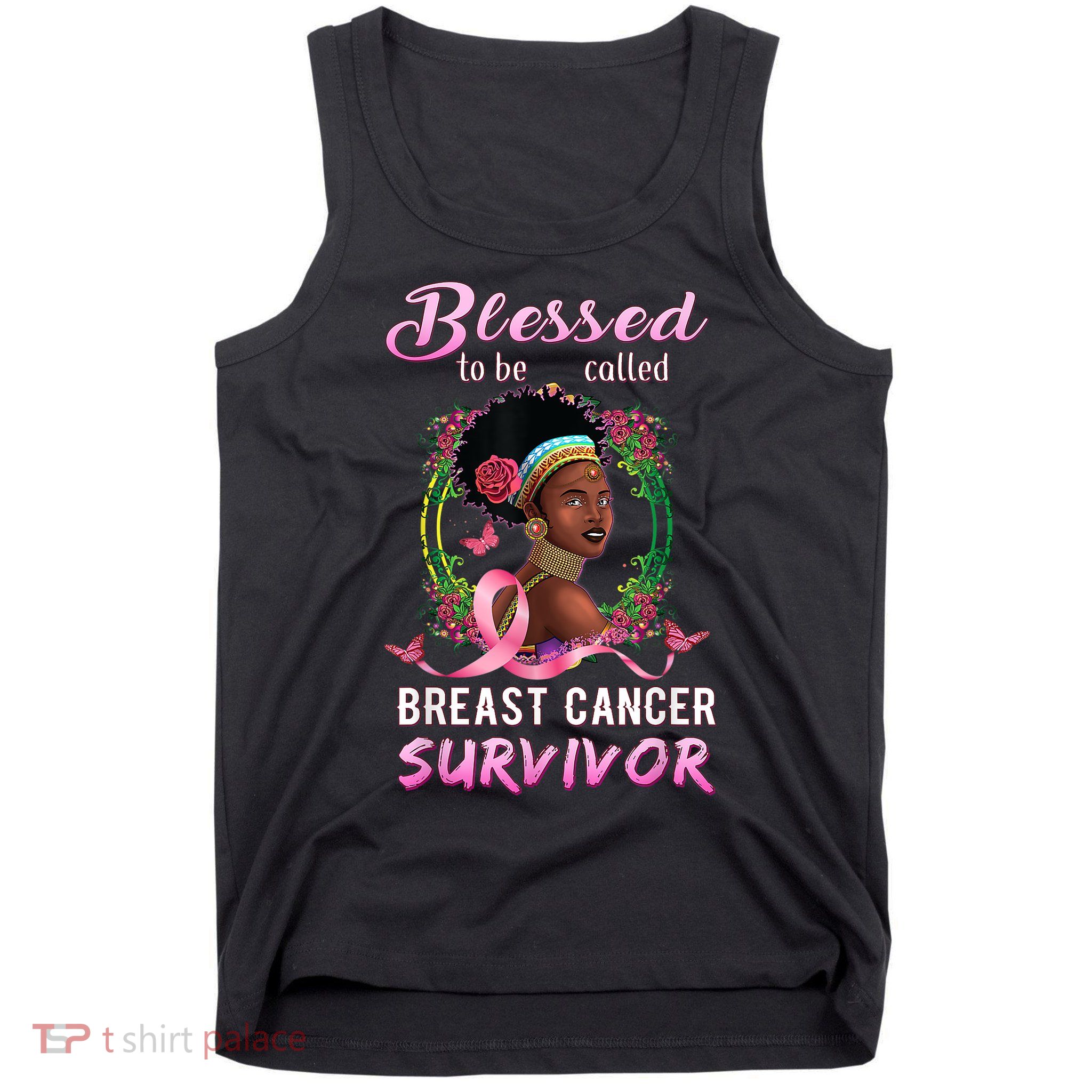 African American Breast Cancer Design Women Blessed Survivor Tank Top