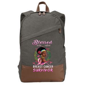 African American Breast Cancer Design Women Blessed Survivor Cotton Canvas Backpack