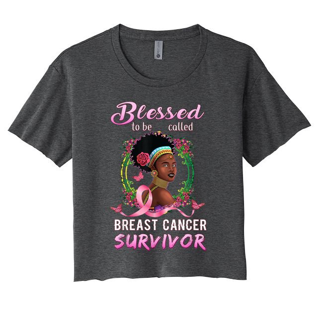 African American Breast Cancer Design Women Blessed Survivor Crop Top