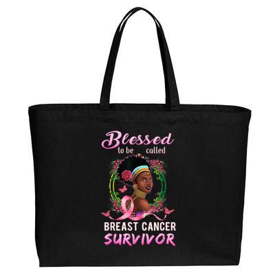 African American Breast Cancer Design Women Blessed Survivor Cotton Canvas Jumbo Tote