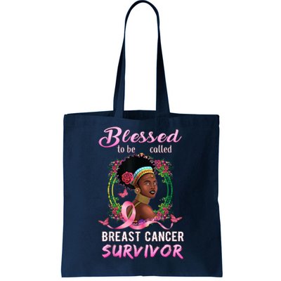 African American Breast Cancer Design Women Blessed Survivor Tote Bag