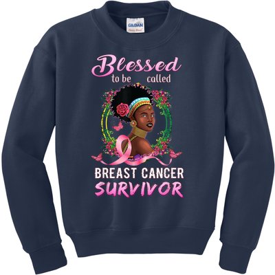 African American Breast Cancer Design Women Blessed Survivor Kids Sweatshirt