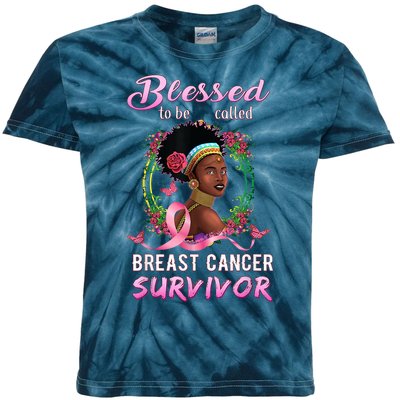 African American Breast Cancer Design Women Blessed Survivor Kids Tie-Dye T-Shirt