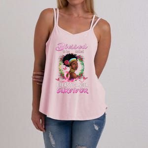 African American Breast Cancer Design Women Blessed Survivor Women's Strappy Tank