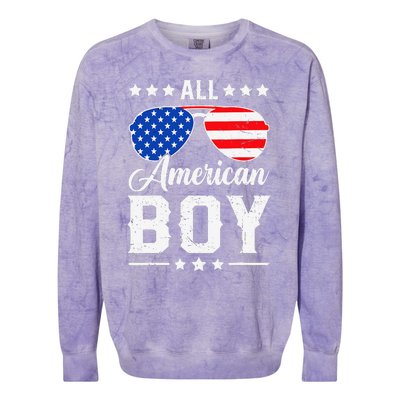 All American Boy 4th Of July Funny Patriotic Usa Matching Gift Colorblast Crewneck Sweatshirt