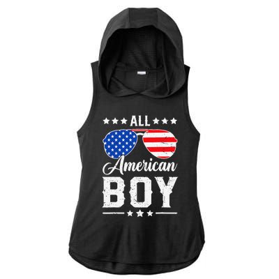 All American Boy 4th Of July Funny Patriotic Usa Matching Gift Ladies PosiCharge Tri-Blend Wicking Draft Hoodie Tank