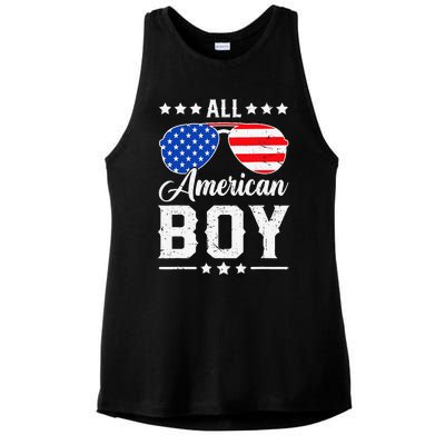 All American Boy 4th Of July Funny Patriotic Usa Matching Gift Ladies PosiCharge Tri-Blend Wicking Tank