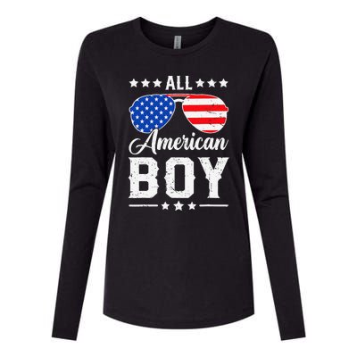 All American Boy 4th Of July Funny Patriotic Usa Matching Gift Womens Cotton Relaxed Long Sleeve T-Shirt