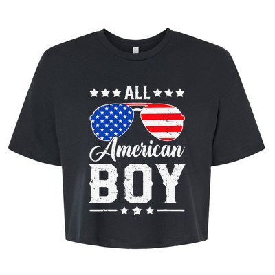 All American Boy 4th Of July Funny Patriotic Usa Matching Gift Bella+Canvas Jersey Crop Tee