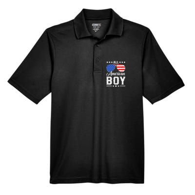 All American Boy 4th Of July Funny Patriotic Usa Matching Gift Men's Origin Performance Pique Polo