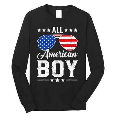 All American Boy 4th Of July Funny Patriotic Usa Matching Gift Long Sleeve Shirt