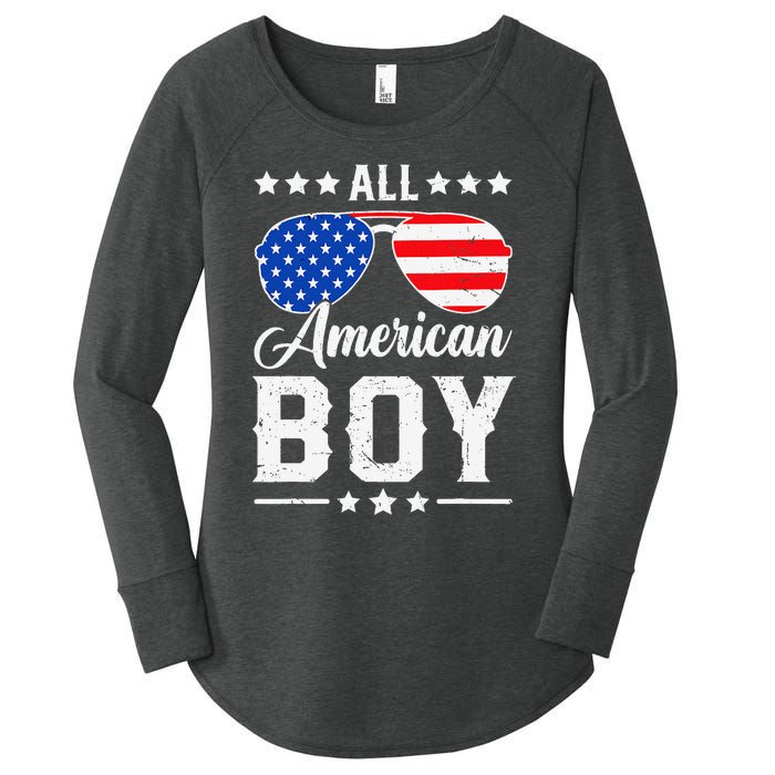 All American Boy 4th Of July Funny Patriotic Usa Matching Gift Women's Perfect Tri Tunic Long Sleeve Shirt