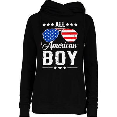 All American Boy 4th Of July Funny Patriotic Usa Matching Gift Womens Funnel Neck Pullover Hood