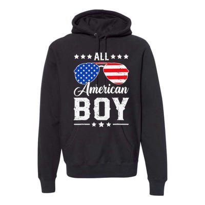 All American Boy 4th Of July Funny Patriotic Usa Matching Gift Premium Hoodie