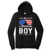 All American Boy 4th Of July Funny Patriotic Usa Matching Gift Women's Pullover Hoodie