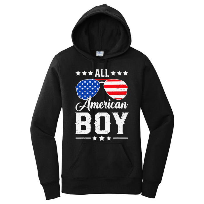 All American Boy 4th Of July Funny Patriotic Usa Matching Gift Women's Pullover Hoodie