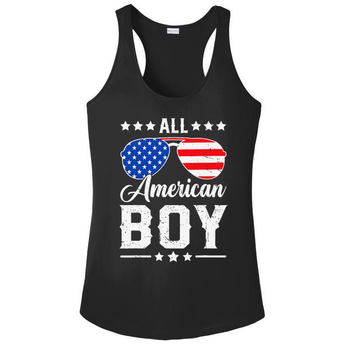 All American Boy 4th Of July Funny Patriotic Usa Matching Gift Ladies PosiCharge Competitor Racerback Tank